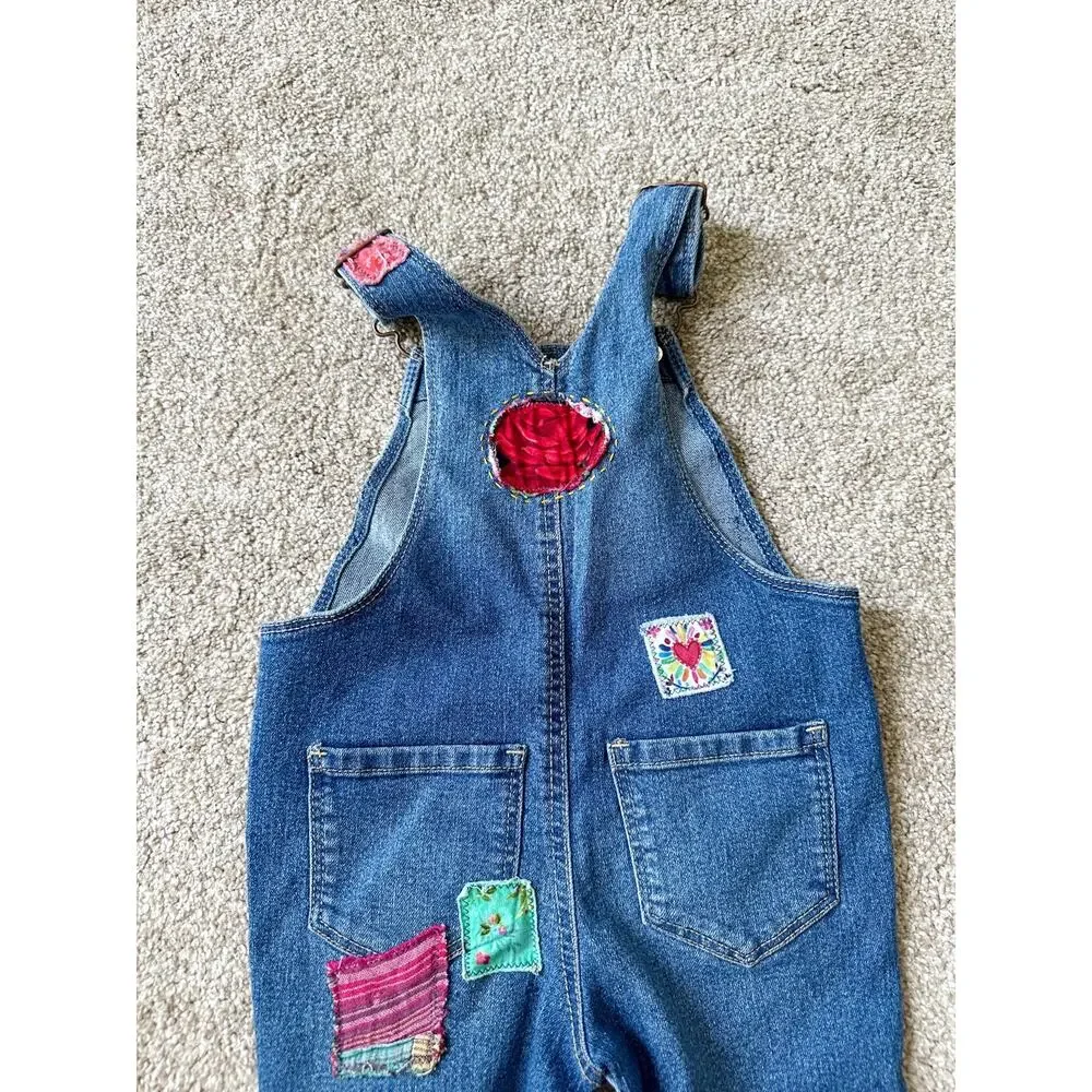 Oshkosh Upcycled Patchwork Frida Kahlo Denim Overalls Girls 24 Months